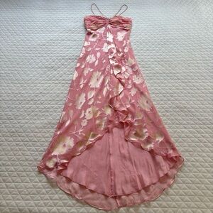 VTG Y2K Dress Silk Blend Sz 4 Beaded Floral Satin Appliqué Fairy Core Feminine